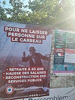 Affiche datant de 2023 au portrait de Jean Jaurès.