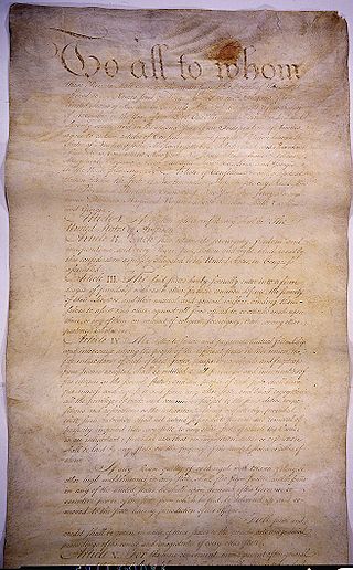 <span class="mw-page-title-main">Articles of Confederation</span> First constitution of the United States of America (1781–1789)