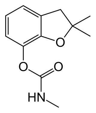 <span class="mw-page-title-main">Carbofuran</span> Toxic carbamate pesticide