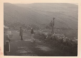 Young people visiting the waterfall in the 1970s