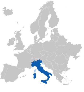 Blau: Amtssprache; Hellblau: Verkehrssprache