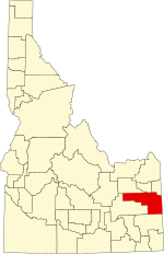 Map of Idaho highlighting Bonneville County