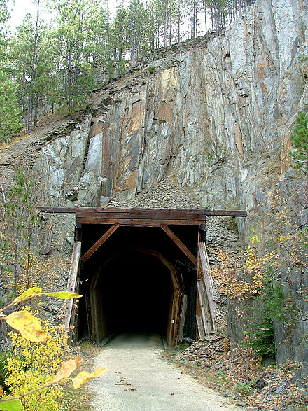 One of four tunnels along the trail. Mickelson Trail Tunnel.jpg