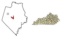 Location within Rockcastle County & Kentucky