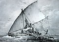 Image 18An Austronesian outrigger canoe; Malagasy vahoaka "people" is from Proto-Malayo-Polynesian *va-waka "people of the canoe". The Vahoaka Ntaolo, the first Austronesian ancestors of the Malagasy, probably used similar canoes to reach the great island from the Sunda Islands (from History of Madagascar)