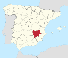 Map of Spain with the province of Albacete highlighted