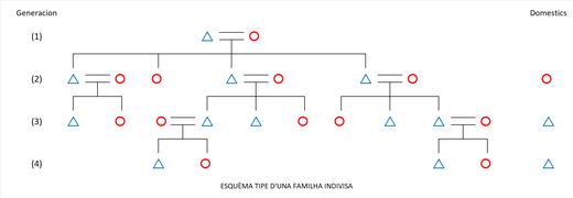 Esquèma tipe d'una familha indivisa