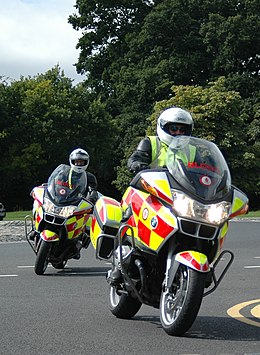 Two BMW R1200RT blood bikes in Ireland, 2013. Bloodbikemidlands.jpg