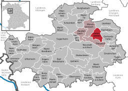 Läget för Gutenstetten i Landkreis Neustadt an der Aisch-Bad Windsheim