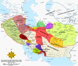 Map of Iran during Anarchy Era 1328-1384 AD. Shabankara in purple.