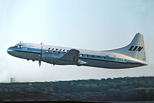 A Linjeflyg Convair 440 at Stockholm-Bromma Airport Linjeflyg Metropolitan SE-CCM.jpg