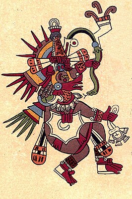 Quetzalcoatl afgebeeld in de Codex Borbonicus, 16e eeuw.