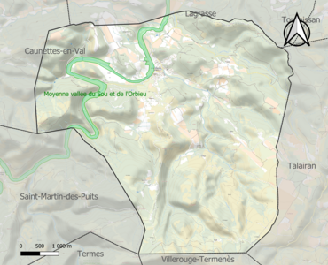 Carte de la ZNIEFF de type 1 sur la commune.