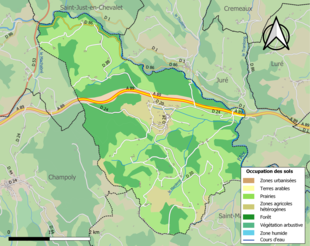 Carte en couleurs présentant l'occupation des sols.