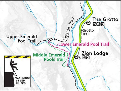 Emerald Pools trail inside Zion Canyon