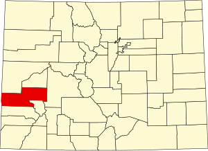 Map of Colorado highlighting Montrose County