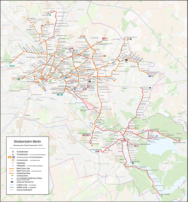 Netwerkkaart van de Tram van Berlijn