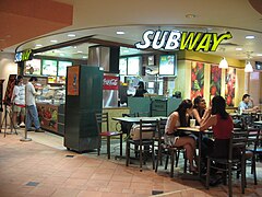 Subway restaurant in the basement of Raffles City Shopping Centre, Singapore - 20060529.jpg