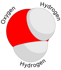 Structure of the water molecule (H2O) Water molecule (1).svg