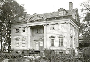 A black-and-white photograph of the Apthorpe Mansion, taken circa 1891