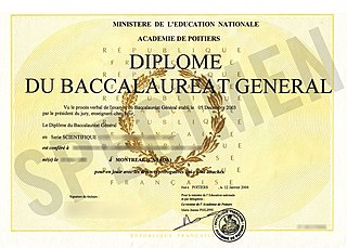 <i>Baccalauréat</i> French secondary education diploma