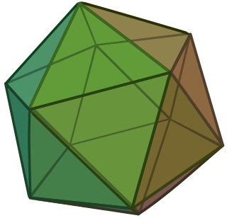 <span class="mw-page-title-main">Regular icosahedron</span> Convex polyhedron with 20 triangular faces