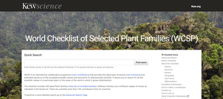 <span class="mw-page-title-main">World Checklist of Selected Plant Families</span> Collaborative taxonomic project at Royal Botanic Gardens, Kew