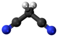 Ball and stick model of malononitrile