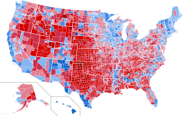 Results by county, shaded according to winning candidate's percentage of the vote.