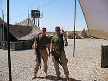 Marine Officers Lieutenant Brian Irizarry and Captain Stalnaker at Camp Dwyer, Helmand at the conclusion of Operation Moshtarak ATC Officers.jpg