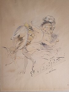 dessin illustrant le programme du concert des ambassadeurs offert par Le Courrier Français le 1er Septembre 1896