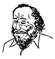 En tegning af Charles Bukowski.