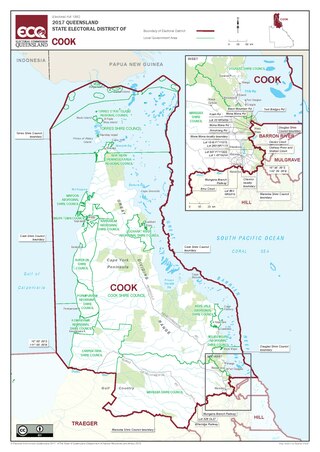 <span class="mw-page-title-main">Electoral district of Cook</span> State electoral district of Queensland, Australia