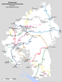 Einteilung des württembergischen Schienennetzes nach VzG-Streckennummern