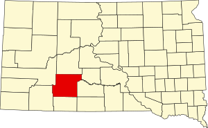 Map of South Dakota highlighting Jackson County