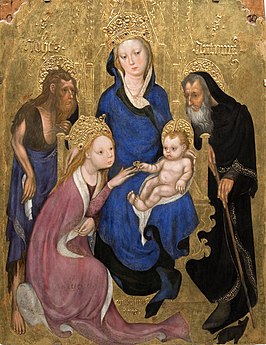 Mystiek huwelijk van de heilige Catharina met Johannes de Doper en Antonius Abt, Pinacoteca nazionale, Siena