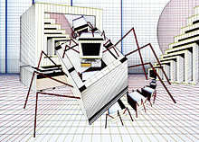 Escape of computer spiders, by Dejo, 1990 Ontsnapping van Computerspinnen.jpg