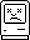 A small, rectangular icon depicting an computer with an apple logo and a floppy-disk slot, similar to that of the Happy Mac. On the small square screen is a sad-face emoticon against a white background, with "X"s for the eyes, a frown, and a differently shaped nose. The icon indicates that the machine has failed to successfully boot on startup, in contrast to the Happy Mac icon, which displays a smiling emoticon. This icon was always displayed in black and white, and was usually displayed in a black background with a one or two line hexadecimal code underneath.