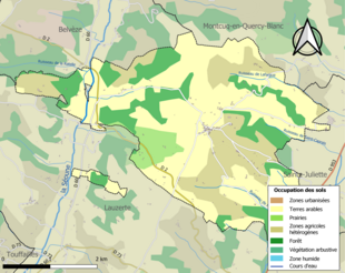 Carte en couleurs présentant l'occupation des sols.