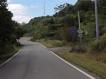 PR-143 Westbound approaching PR-577 which leads to Cerro Maravilla, in Barrio Anón, Ponce