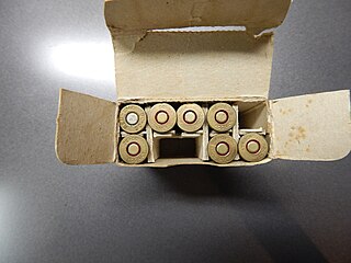 Eley-Kynoch consumer packaging (inside of packaging) for .30/30 centrefire rounds. Headstamp is "KYNOCH 30-30"