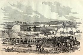 The Battle of Perryville battlefield as depicted in Harper's Weekly, November 1, 1862 Harpers-perryville-battle.jpg