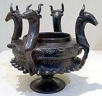 Etruscan offering vessel with bovine protomes at the Gregorian Etruscan Museum