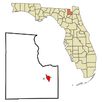Location in Baker County and the state of Florida