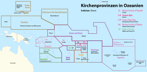 Kirchenprovinzen und Diözesen in Ozeanien