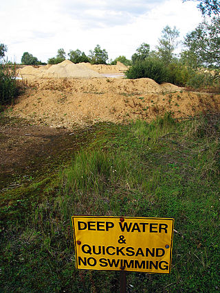 <span class="mw-page-title-main">Quicksand</span> Mixture of sand, silt or clay with water, which creates a liquefied soil when agitated