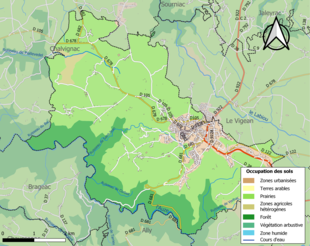 Carte en couleurs présentant l'occupation des sols.