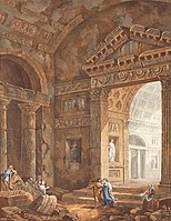 Interior of a Roman basilica with figures (1769), private collection.