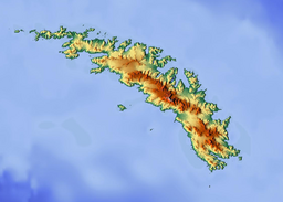 A map showing the location of Gold Harbour in South Georgia