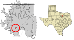 Location of Edgecliff Village in Tarrant County, Texas